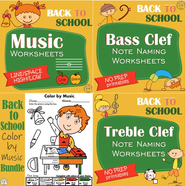 Music Worksheets Bundle | Back to School Themed