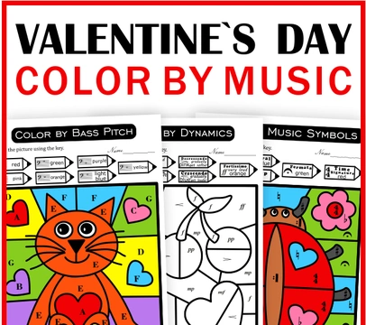 Valentine`s Day Music Color by Code Pages