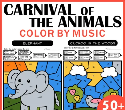 The Carnival of the Animals – Music Coloring by Code | Notes, Treble & Bass