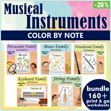 Musical Instruments Color by Music Pack