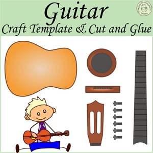 Guitar Cut & Glue Activities, Craft Template