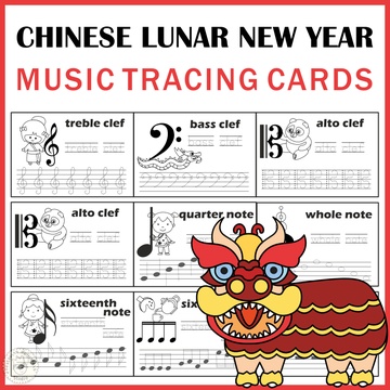 Music Tracing Task Cards for Chinese Lunar New Year