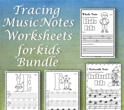 Tracing Music Notes Worksheets for kids {Bundle}