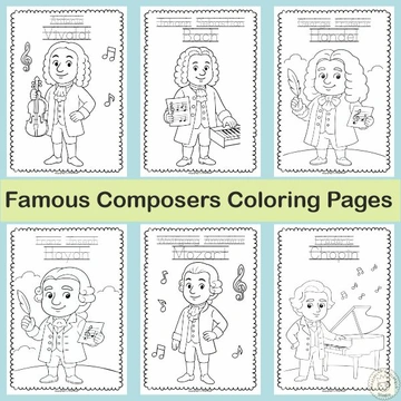 Famous Composers Coloring Pages for Kids | Music History Activities