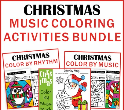 Christmas Music Coloring Activities Bundle
