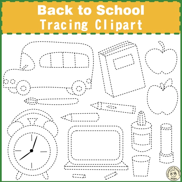 Back to School Tracing Clipart