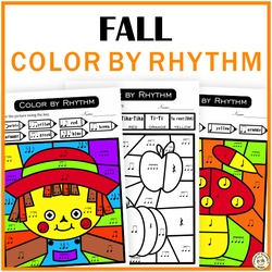 Image for Fall Color by Rhythm Activities | Music Color by Code | Standard Notation product