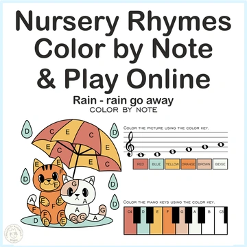 Rain Rain Go Away Nursery Rhythm | Online Music Game & Color By Note Sheet