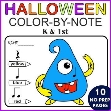 Halloween Monster Music Coloring Worksheets | Notes & Rests