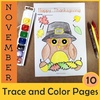 Image for Thanksgiving Trace and Color Pages {Fine Motor Skills + Pre-writing} product