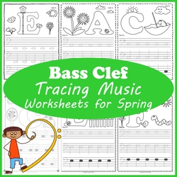 Image for Bass Clef Tracing Music Notes Worksheets for Spring product