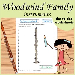 Image for Woodwind Instruments Dot to dot Worksheets product