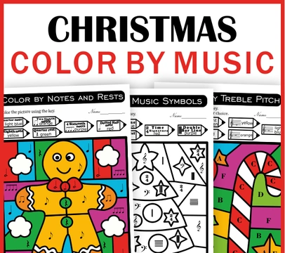 Christmas Music Coloring Sheets | Music Theory Color by Code