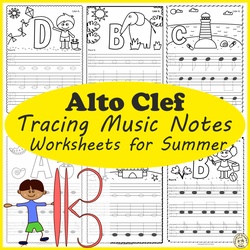 Image for Alto Clef Tracing Music Worksheets for Summer product