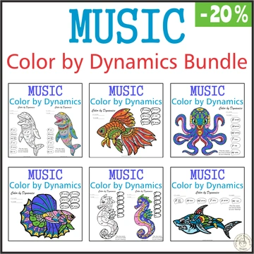 Music Color by Dynamics Bundle | Ocean Animals Mandala Style