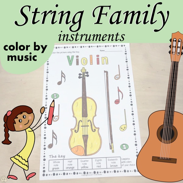 String Instruments Color by Music Pages