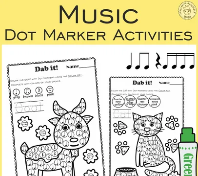 Farm Animals Music Rhythm Dot Marker Activities | Sixteenth Notes