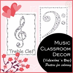 Image for Valentine`s Day Music Notes & Rests Posters for Coloring product
