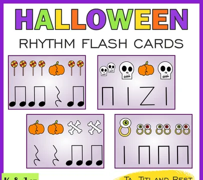 Halloween Music Rhythm Flashcards {Ta, Ti-Ti, Rest} {Google Slides +PDF}
