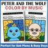 Image for Music Color by Notes & Symbols Worksheets - Peter and the Wolf Music Sub Plans product