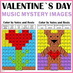 Image for Valentines Day Music Color by Note Mystery Pictures product