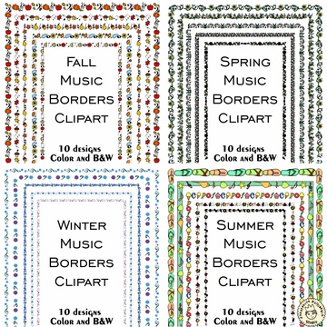 Music Borders Four Seasons Bundle Clipart | Music Frames