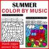 Image for Summer Music Color by Code Pages | Notes Rests Dynamics Treble & Bass product