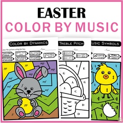 Image for Easter Music Color by Code Pages | Color-by-Note Music Worksheets product