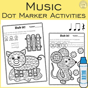 Farm Animals Music Rhythm Dot Marker Activities | Quarter rest