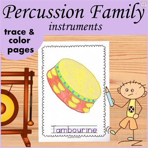 Percussion Instruments Trace and Color Pages