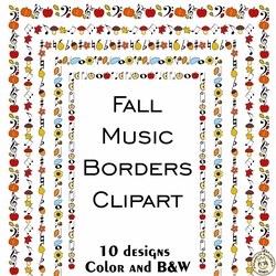 Image for Fall Music Borders Clipart | Music Frames product