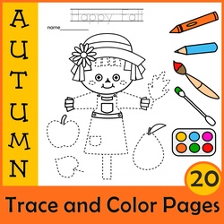 Image for Fall Trace and Color Pages {Fine Motor Skills + Pre-writing} product