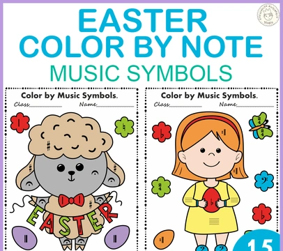 Easter Color by Music Staff Symbols