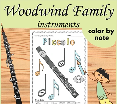 Woodwind Instruments Color by Music Pages