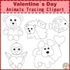 Image for Valentine`s Day Animals Tracing Clipart product