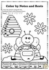 Image for Musical Coloring Pages for Spring {Color by Notes and Rests} with answers product