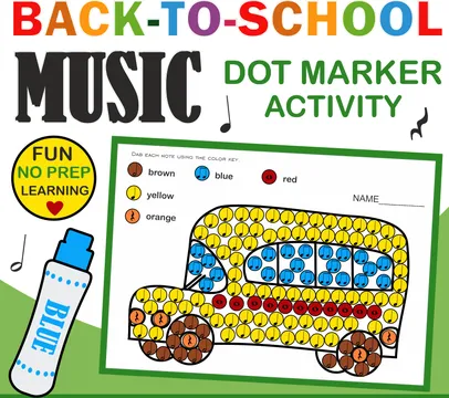 Back to School Music Dot Marker Activities | Music Rhythm Worksheets | 2 Levels