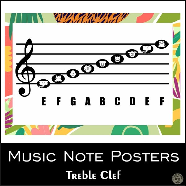 Treble Clef Music Note Posters | Animal Themed