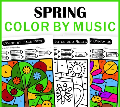 Spring Music Color by Code Sheets | Color by Note Names, Symbols, Dynamics
