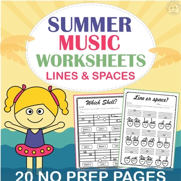 Summer Music Worksheets {Lines/Spaces, High/Low} with answers