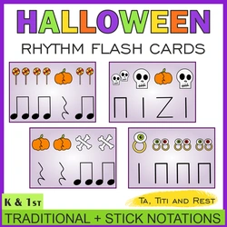 Image for Halloween Music Rhythm Flashcards {Ta, Ti-Ti, Rest} {Google Slides +PDF} product