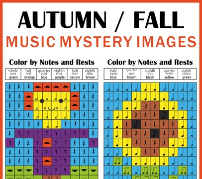 Fall Music Coloring by Note & Rest Mystery Images