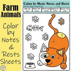 Image for Farm Animals Music Coloring Pages | Notes & Rests product