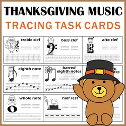 Image for Music Tracing Task Cards for Thanksgiving product