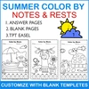 Image for Summer Color by Notes and Rests Music Worksheets product