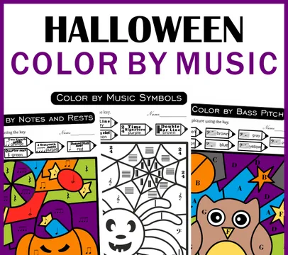 Halloween Music Color by Code Pages | Music Color by Number