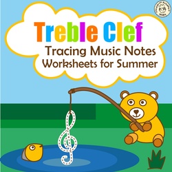Image for Treble Clef Tracing Music Notes Worksheets for Summer product