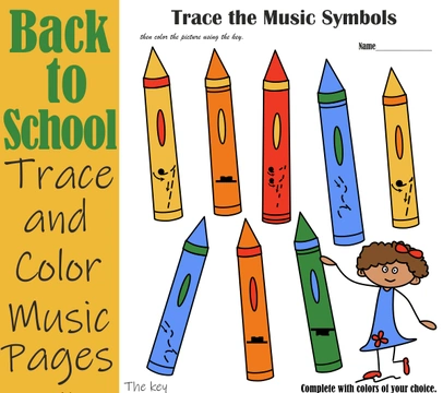 Back to School Trace and Color Music Pages #1