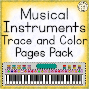 Musical Instruments Trace and Color Pages Pack