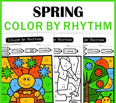 Spring Music Color by Code Worksheets | Color by Rhythm